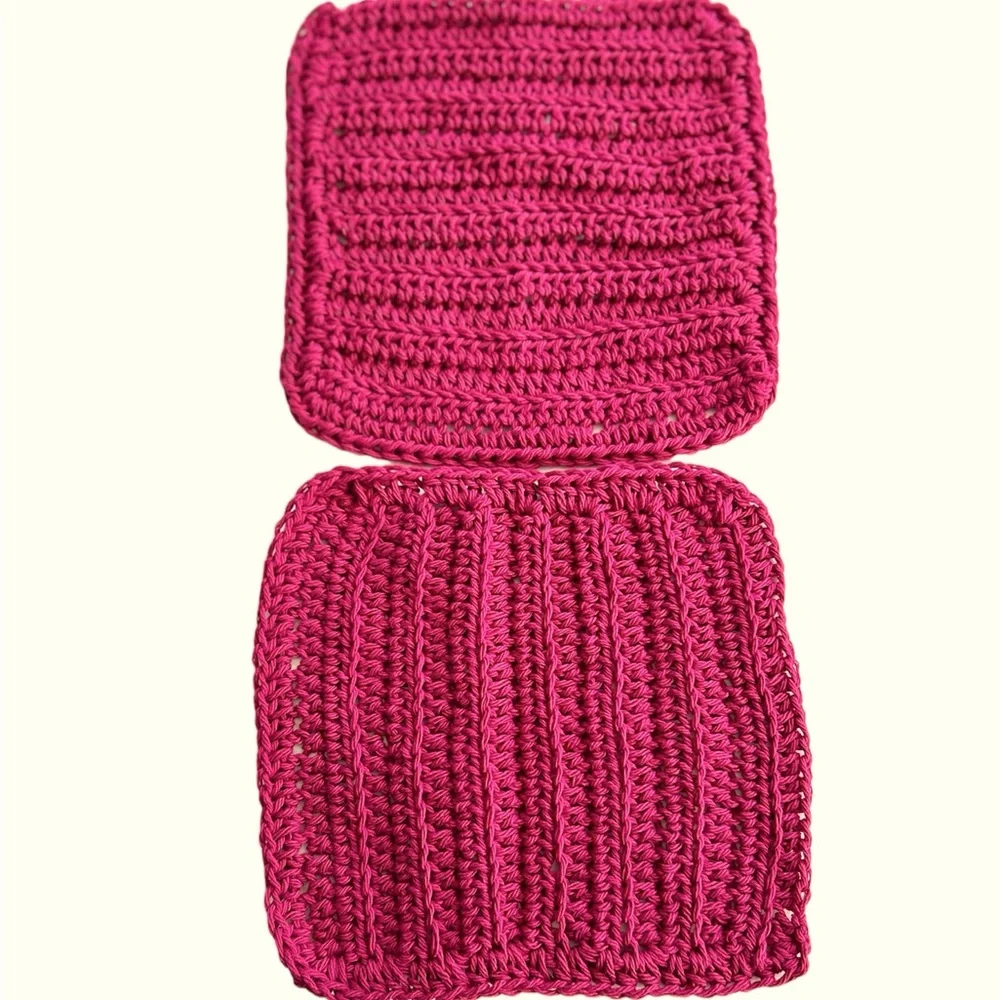 HAND CRAFTED Colorful Crocheted Two 100% Cotton All Purpose Dish or Wash Cloths